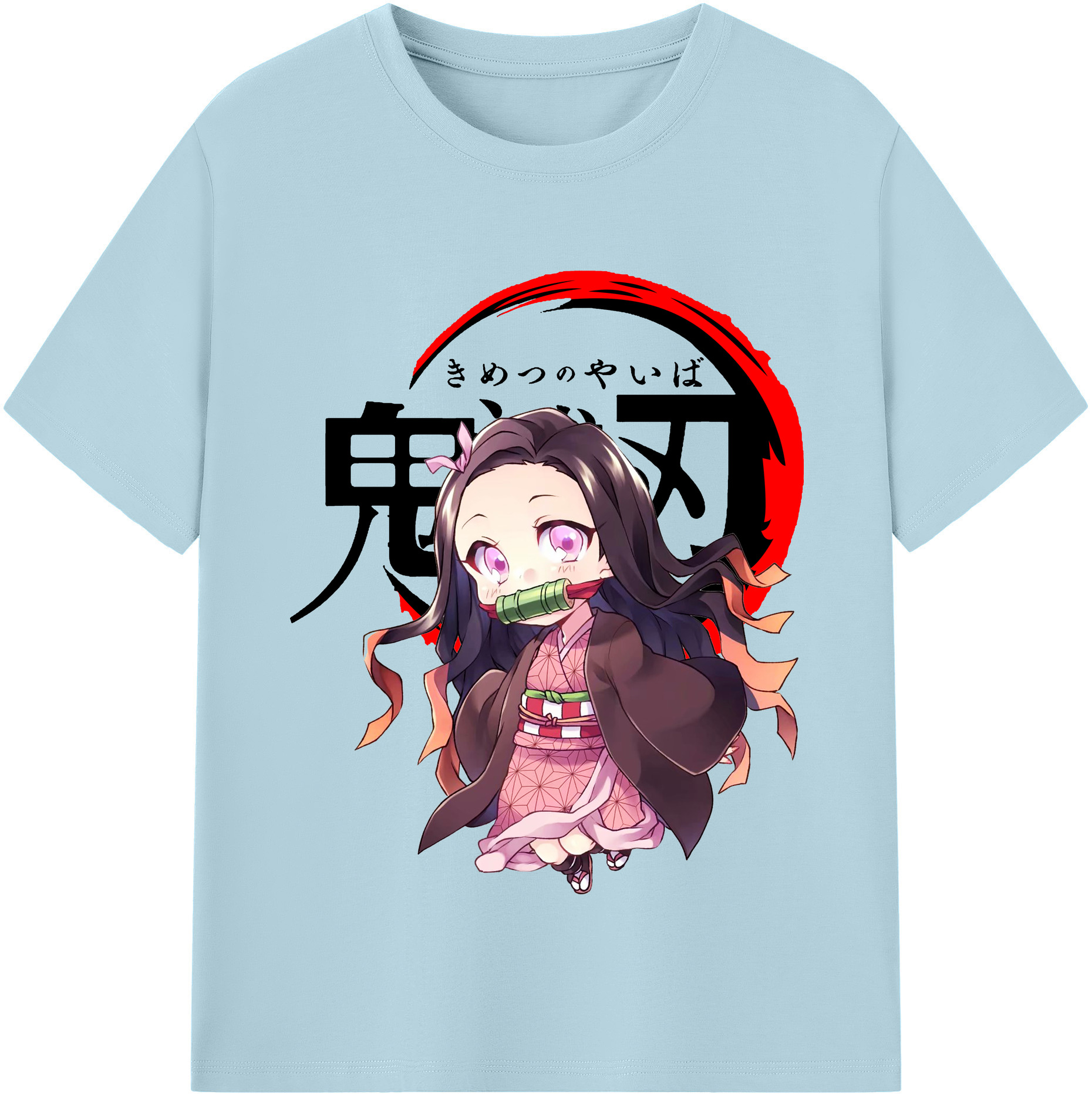 （画像用） 鬼滅の刃（きめつのやいば）竈門 禰󠄀豆子／かまど ねずこ Kamado Nezuko 綿100％半袖Tシャツ（フロントプリント）